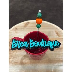 Orange‎ Peach Coffee Drink Stirrer Silicone Beads Steel Paddle